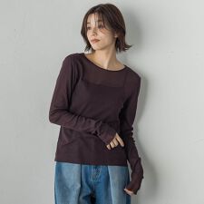 コットンサラチュールカットソー≪手洗い可能≫