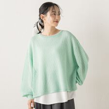 メッシュ柄レイヤードニット≪手洗い可能≫