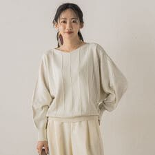 【新色追加】ラメドルマンVネックニット≪手洗い可能≫