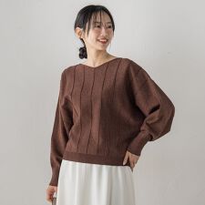 【新色追加】ラメドルマンVネックニット≪手洗い可能≫