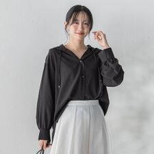 ナチュラルエアータンブラーフード付きブラウス