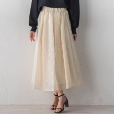 【WEB限定】麻調シアーフロッキードットスカート