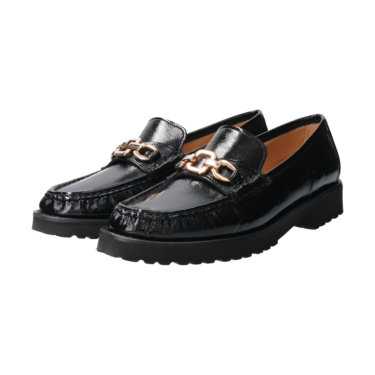 PASCUCCI◇2.8cmヒール◇ラウンドトウチェーンビットローファー