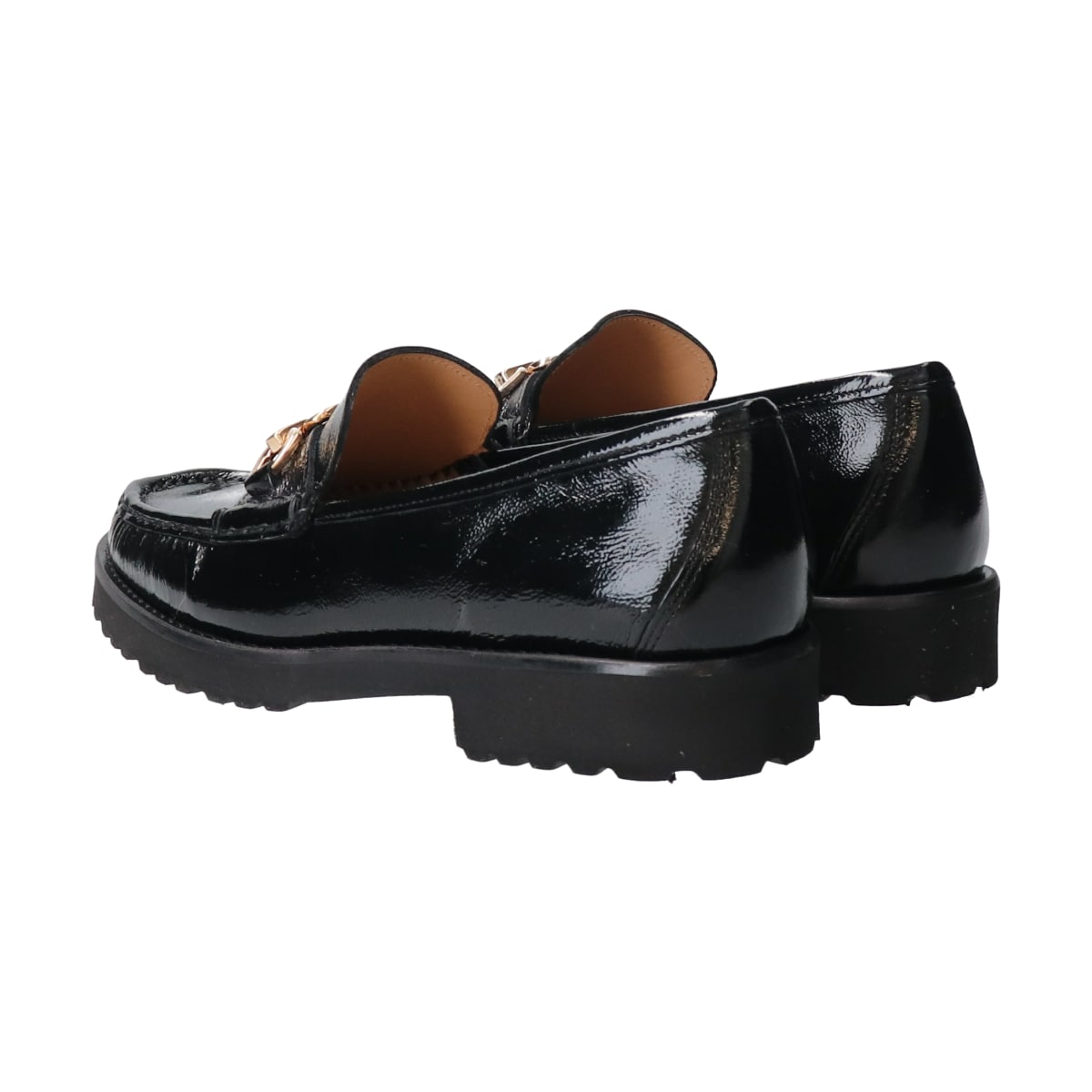 PASCUCCI◇2.8cmヒール◇ラウンドトウチェーンビットローファー