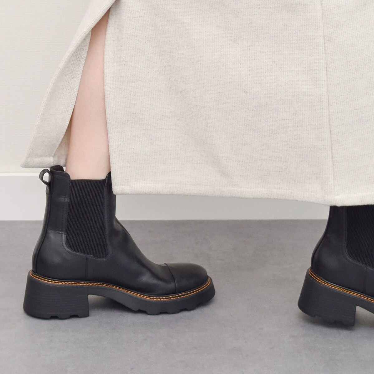 カラーノ（CARRANO）/CARRANO◆5cmヒール◆ボリュームソールサイドゴアショートブーツ CARRANO◇5cmヒール◇ボリュームソールサイドゴアショートブーツ