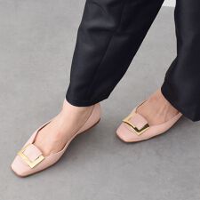 INTER-CHAUSSURES◆1cmヒール◆スクエアトウバックルサケットバレエ