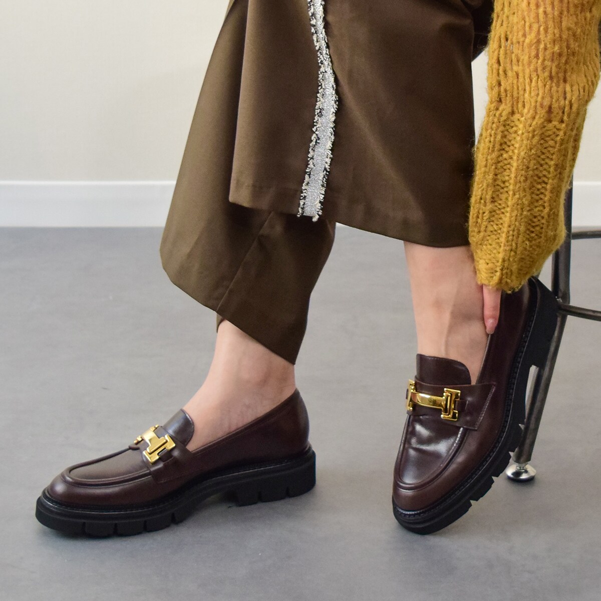 LUCA GROSSI◆4cmヒール◆タンクソールチェーンローファー ルカ グロッシ（Luca Grossi）&frasl;LUCA GROSSI◇4cmヒール◇タンクソール