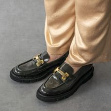 ルカ グロッシ(Luca Grossi)のLUCA GROSSI◆4cmヒール◆タンクソールメタルバックルローファー