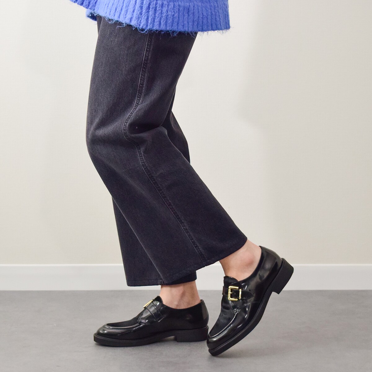 ルカ グロッシ（Luca Grossi）/LUCA GROSSI◆3．5cmヒール◆異素材コンビモンクストラップシューズ LUCA GROSSI◇3.5cmヒール◇異素材コンビモンクストラップシューズ