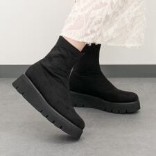 LUCA GROSSI◆5.1cmヒール◆ラウンドトウ厚底ストレッチブーツ