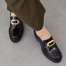 パスクッチ(PASCUCCI)のPASCUCCI◆5cmヒール◆ラウンドトウメタルバックルローファー