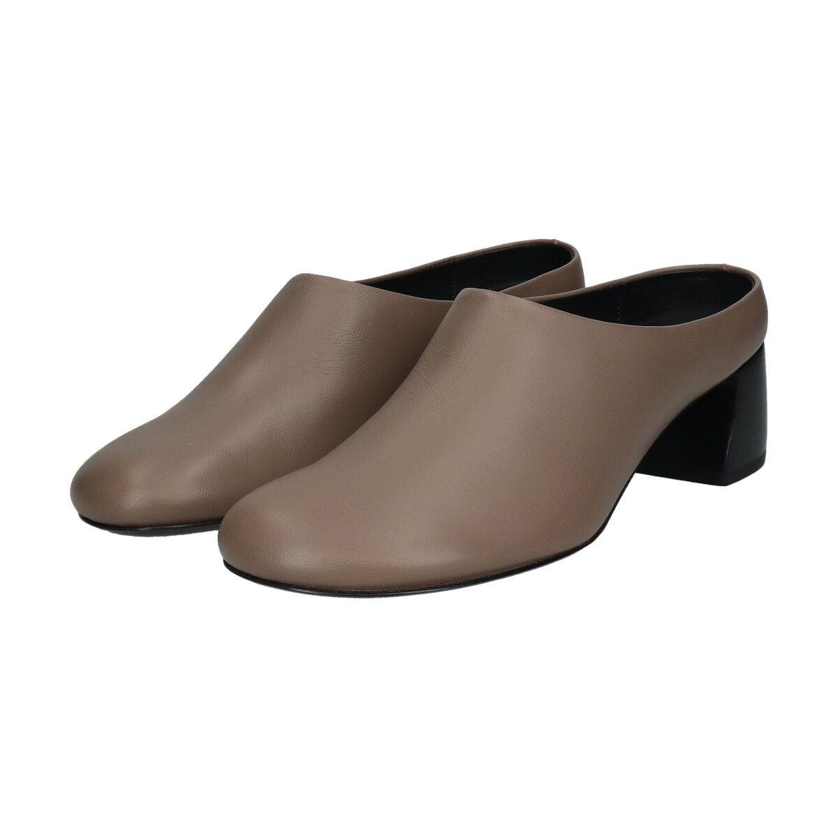 エミレ（EMILE）/EMILE◆5cmヒール◆オブリークトウレザーミュール EMILE◇5cmヒール◇オブリークトウレザーミュール | エミレ(EMILE