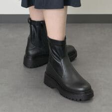 bussola◆6cmヒール◆晴雨兼用ストレッチショートブーツ