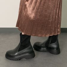 bussola◆6cmヒール◆晴雨兼用ストレッチショートブーツ