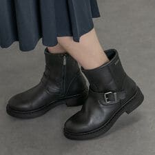 bussola◆4cmヒール◆晴雨兼用アイスグリップベルテッドブーツ