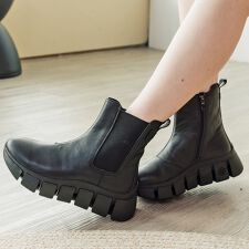 bussola◆5cmヒール◆晴雨兼用厚底インサイドジップショートブーツ