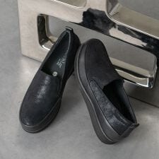 bussola◆2.5cmヒール◆撥水レザースリッポンスニーカー