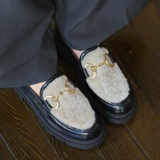 CORSO ROMA 9◆3.2cmヒール◆シアリング厚底ビットローファー