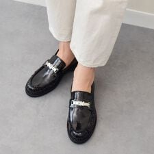 インターショシュール(INTER-CHAUSSURES)のINTER-CHAUSSURES◆2.8cmヒール◆ラウンドトウメタルベルトローファー