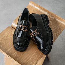 インターショシュール(INTER-CHAUSSURES)のINTER-CHAUSSURES◆3.5cmヒール◆撥水厚底チェーンローファー