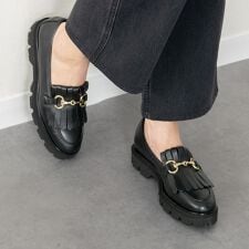 インターショシュール(INTER-CHAUSSURES)のINTER-CHAUSSURES◆3.7cmヒール◆ラウンドトウキルトビットローファー