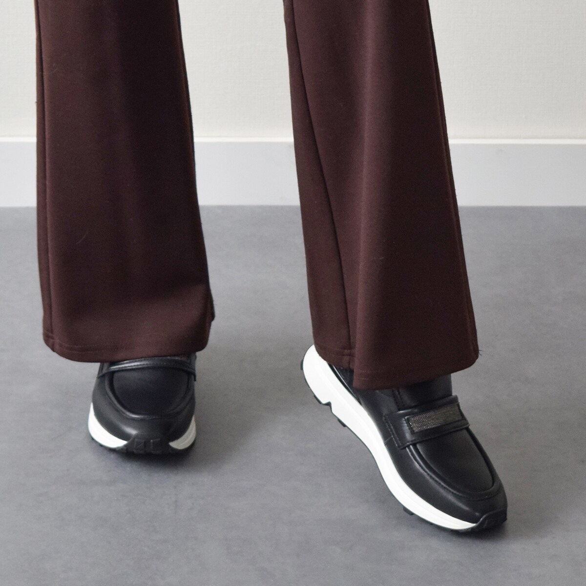 bussola ブソラ◇2.5cmヒール◇撥水レザースリッポンスニーカー