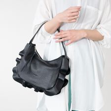 美品】 RIPANI リパーニ 2way ハンドバッグ ロゴ型押し ブラック 楽天 