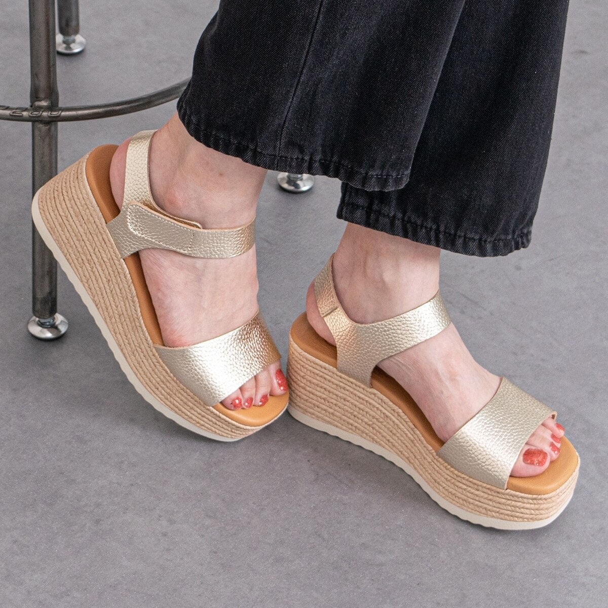 ヒョウ柄 アンクルストラップ サンダル Oh my Sandals◇7cmヒール◇厚底アンクルストラップサンダル | オー
