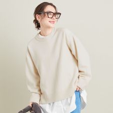 ウールカシミヤ アクアラグランクルーネックニットプルオーバー 