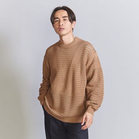 シャイニー コットン ネット クルーネック ニット | ビューティー 