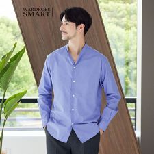 WEB限定 WARDROBE SMART】コットン バンドカラー スキッパー シャツ 
