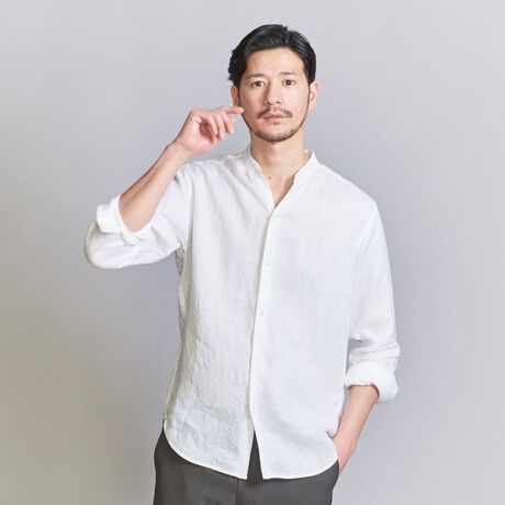 WEB限定 WARDROBE SMART】バンドカラー スキッパーシャツ 