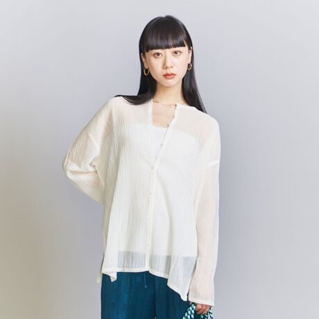 クレープ クルーネックカーディガン -ウォッシャブル- | ビューティー 