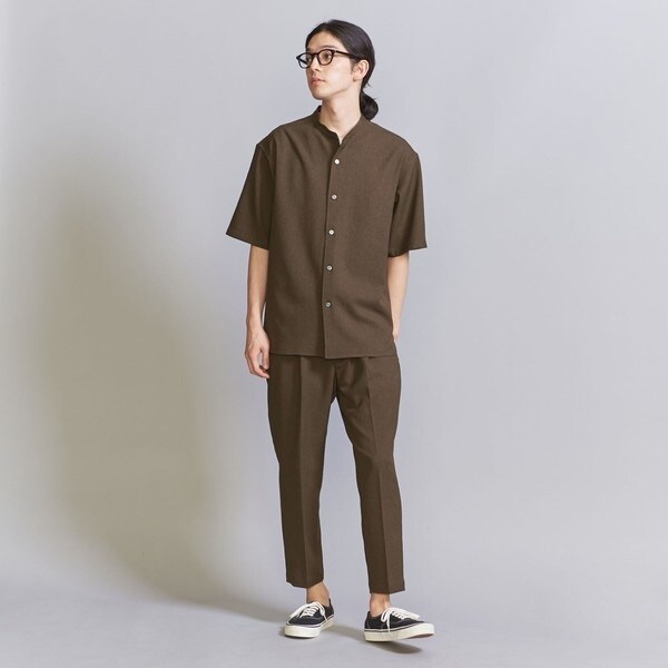 WEB限定】ポリエステル オックスフォード バンドカラーシャツ