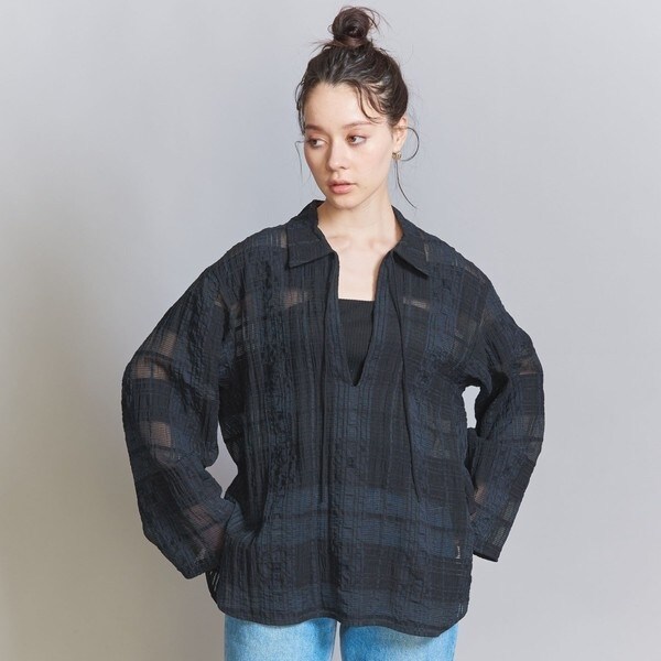 beauty&youth シアーチェックスキッパーシャツ BEAUTY&YOUTH UNITED ARROWS（ビューティーアンドユース