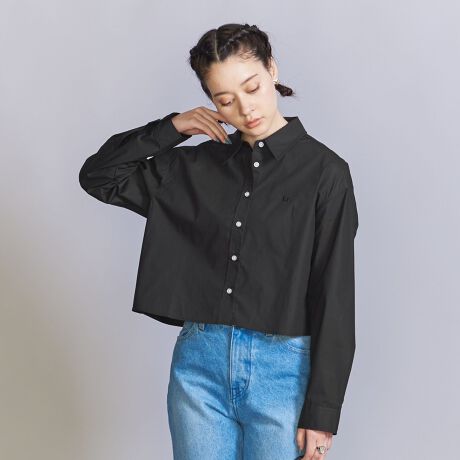 LEVAR＞コットンポプリン クロップド シャツ -ウォッシャブル  