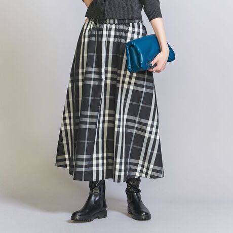 WEB限定】チェックタフタ ギャザースカート 23FW -ウォッシャブル  