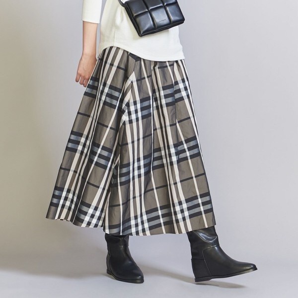 WEB限定】チェックタフタ ギャザースカート 23FW
