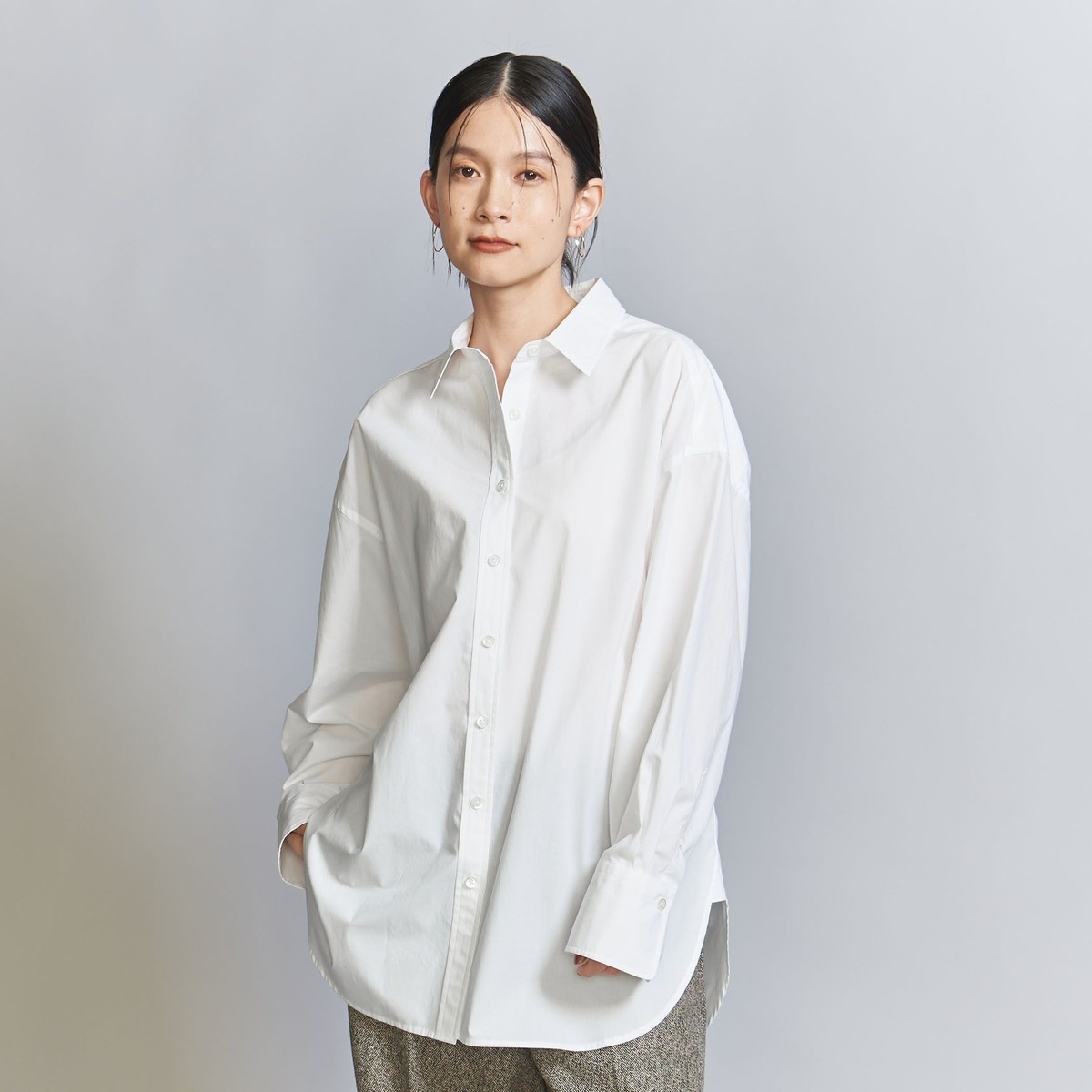 WEB限定 WARDROBE SMART】コットン ネル ワイドカラーシャツ