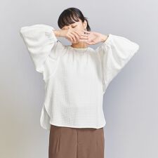 チェックジャカード バックリボン ブラウス -ウォッシャブル 