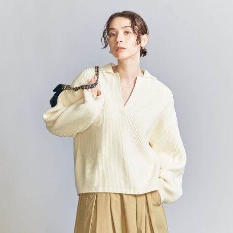 スキッパー ショートニットプルオーバー -ウォッシャブル  