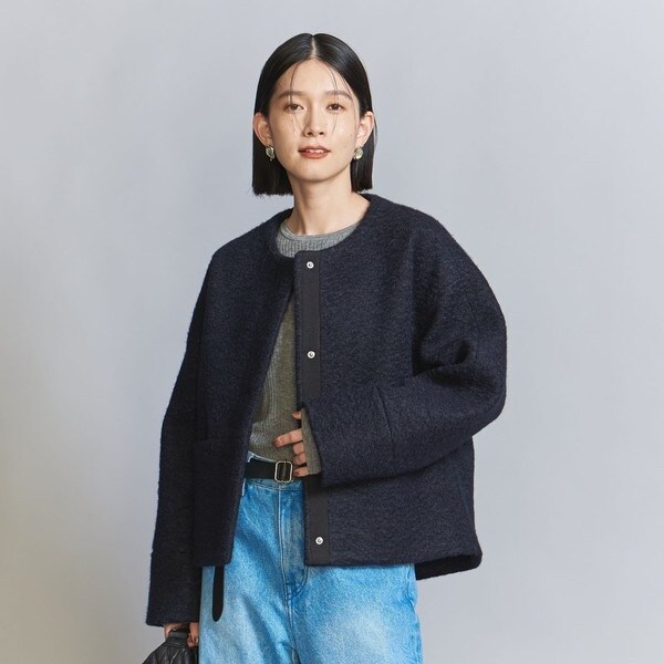 WEB限定】ブークレ ノーカラーショートコート | ビューティー