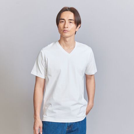 ビューティー＆ユースユナイテッドアローズ（メンズ）ハイゲージ ガスコットン Vネック ショートスリーブ Tシャツ ‐ 抗菌 防臭機能‐