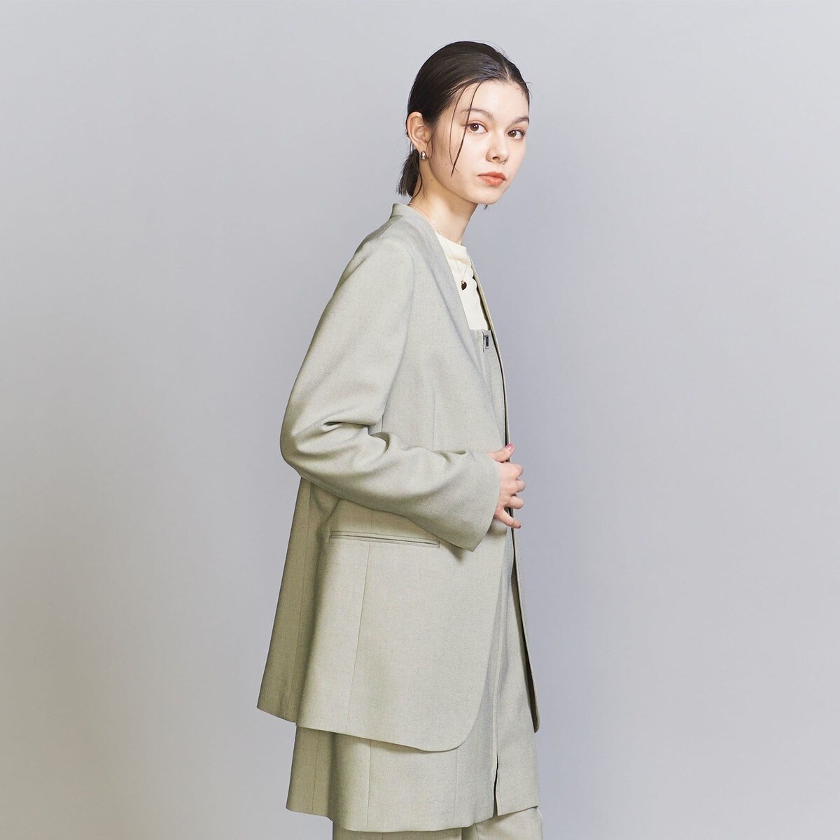 アセテートブレンド カラーレス ジャケット | ビューティー