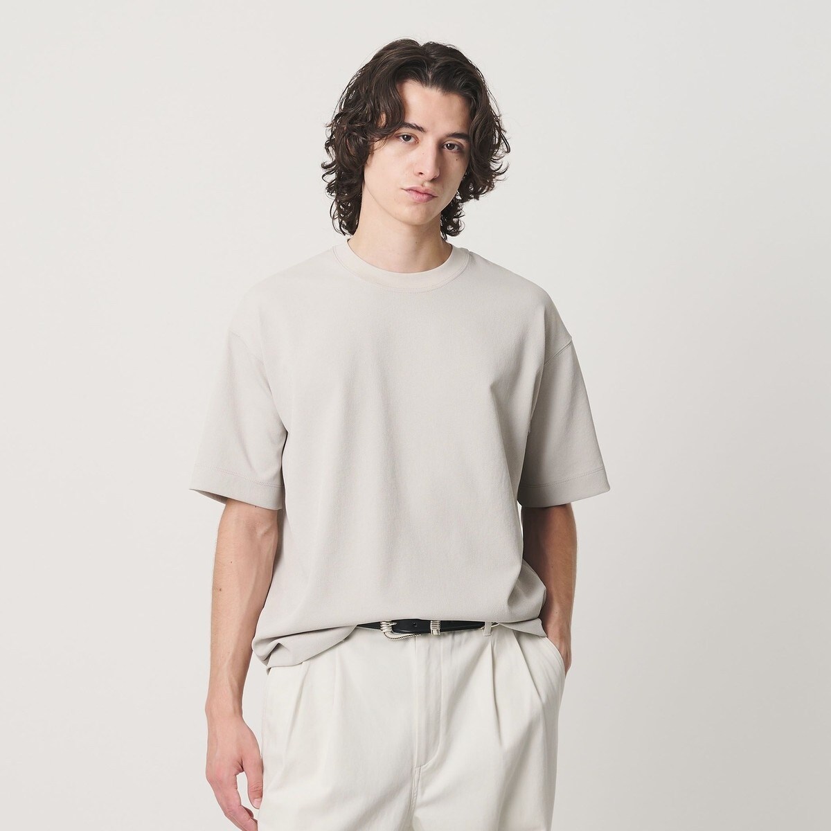 Air Dobby ワイドテーパード クルーネック Tシャツ ヨコストレッチ 