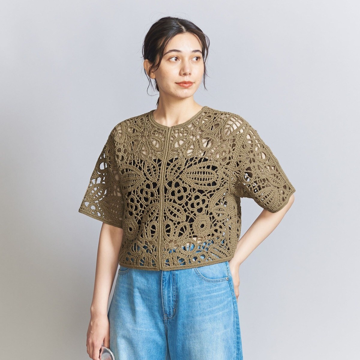 エンブロイダリー ショートスリーブ カーディガン -2WAY