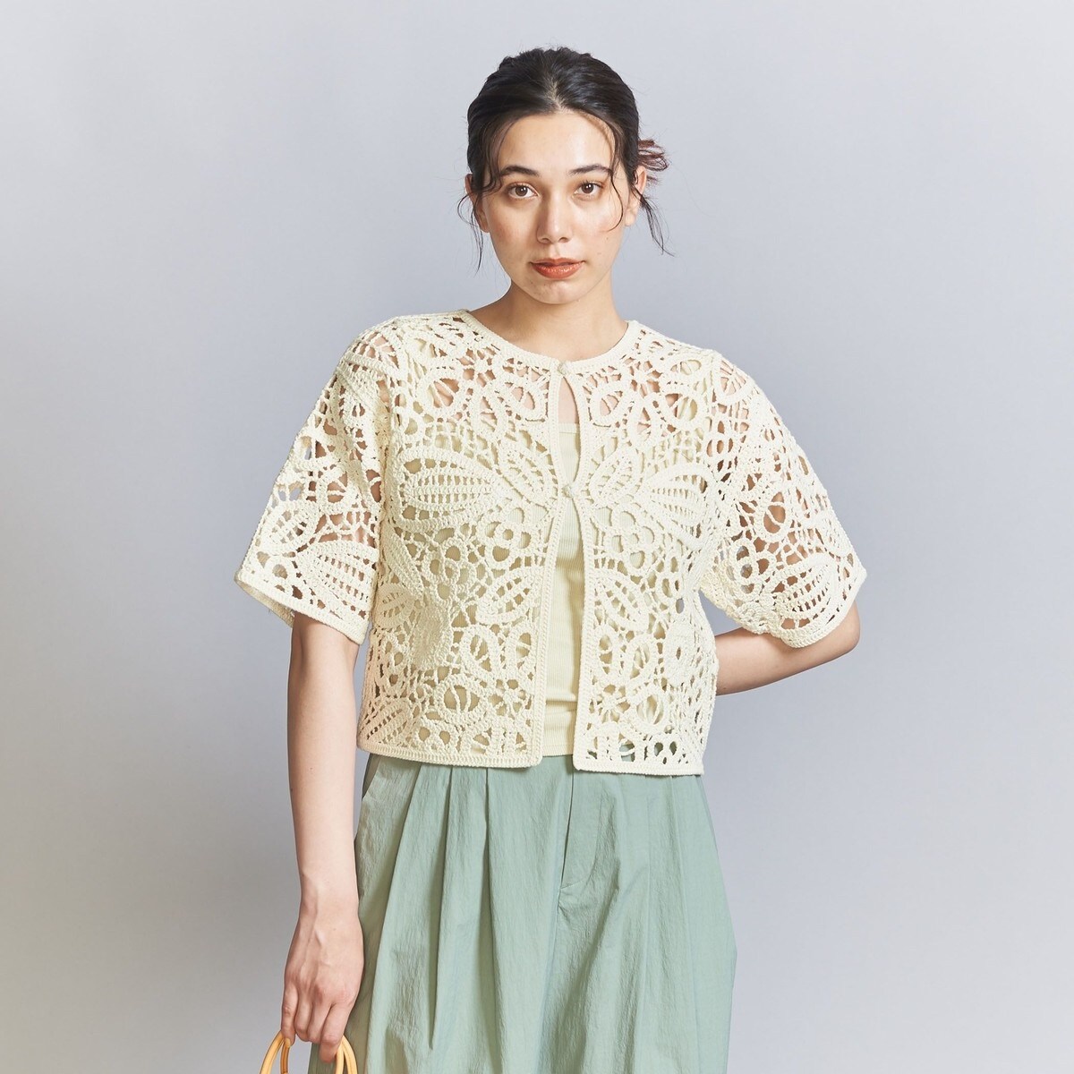 エンブロイダリー ショートスリーブ カーディガン -2WAY