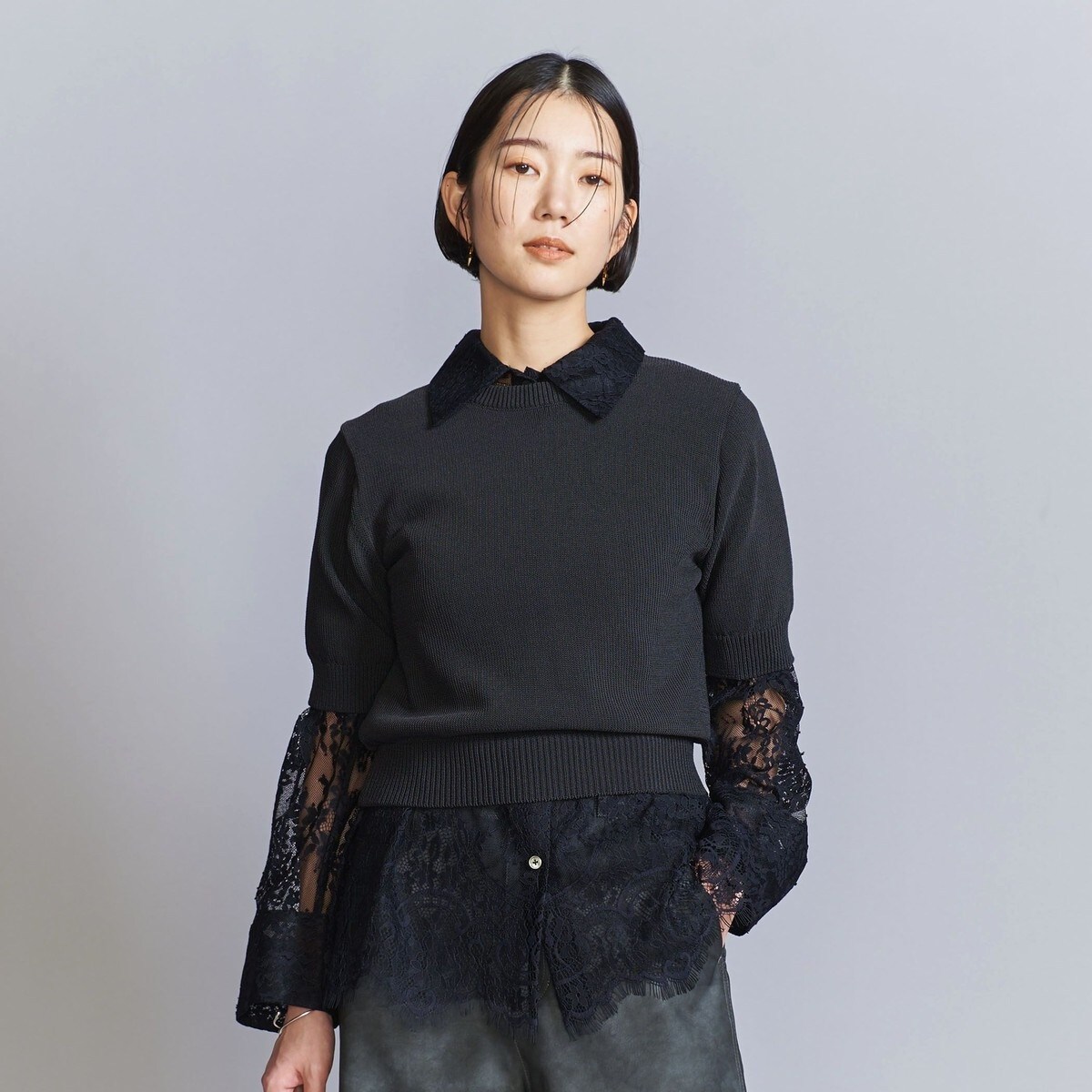 【まみー】BEAUTY&YOUTH コットンナイロンコイル ニット コットンナイロンコイル ニット プルオーバー -ウォッシャブル