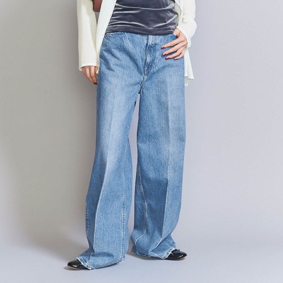 ユナイテッドアローズ ヘルシーデニムストレート ワイド デニム パンツ WEB限定】5ポケット ストレートデニムパンツ ―ウォッシャブル―
