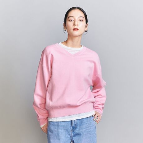 ソフトコットン Vネック スムース ニットプルオーバー -ウォッシャブル  